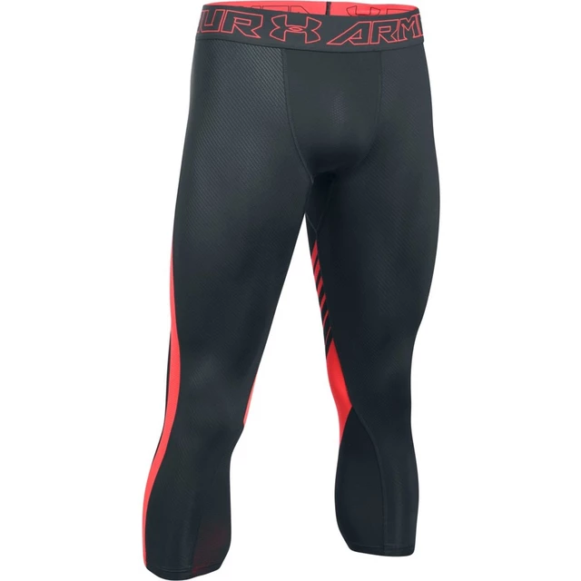 Men’s Compression Leggings Under Armour HG SuperVent 2.0 3/4 - Black/Stealth Gray/Graphite - Anthracite/Marathon Red/Marathon Red