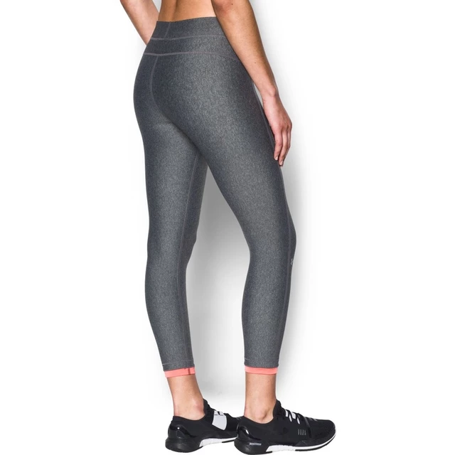 Dámske kompresné legíny Under Armour HG Armour Ankle Crop - CARBON HEATHER / QUIRKY LIME / METALLIC SILVER