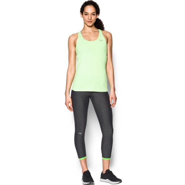 Dámske kompresné legíny Under Armour HG Armour Ankle Crop - CARBON HEATHER / QUIRKY LIME / METALLIC SILVER