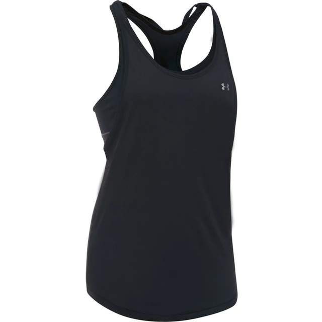 Dámske funkčné tielko Under Armour HG Armour 2-in-1 Tank - BLACK / BLACK / METALLIC SILVER - BLACK / BLACK / METALLIC SILVER