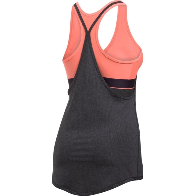 Dámske funkčné tielko Under Armour HG Armour 2-in-1 Tank - BLACK / BLACK / METALLIC SILVER