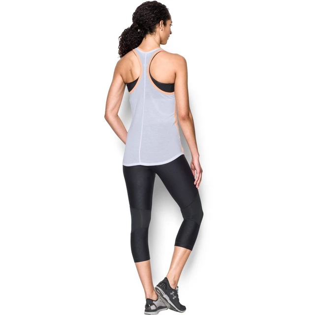 Dámske bežecké tielko Under Armour Threadborne Run Mesh Tank - True Gray Heather/Peach Orange/Reflective