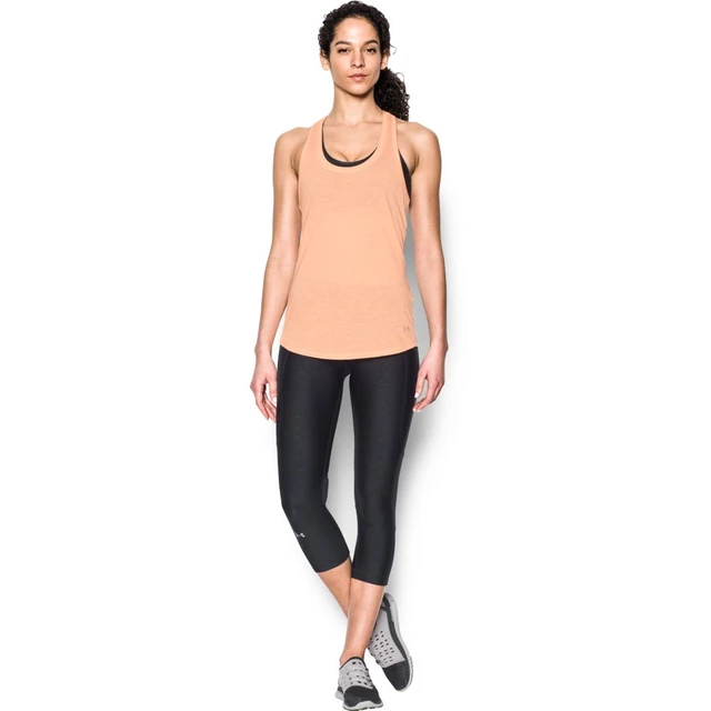 Women’s Running Tank Top Under Armour Threadborne Run Mesh - True Gray Heather/Peach Orange/Reflective