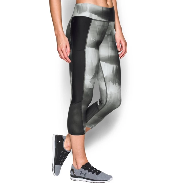 Dámske kompresné legíny Under Armour Fly By Printed Capri - Soft Black/Reflective