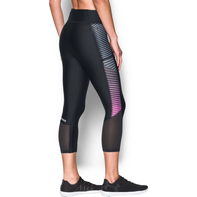 Dámske kompresné legíny Under Armour Fly By Printed Capri - Soft Black/Reflective