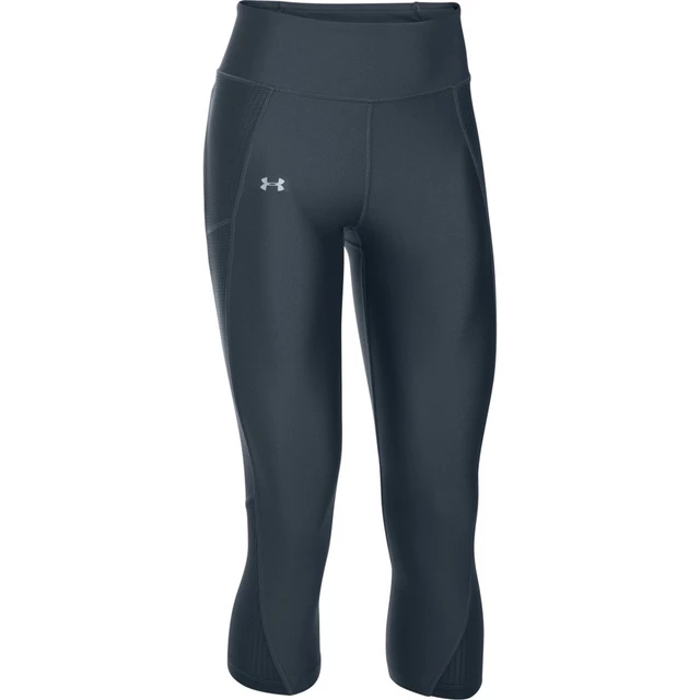 Dámske kompresné legíny Under Armour Fly By Printed Capri - XS - Soft Black/Reflective