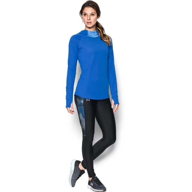 Dámske kompresné legíny Under Armour Fly By Printed Legging - Black/Arapawa Blue/Reflective