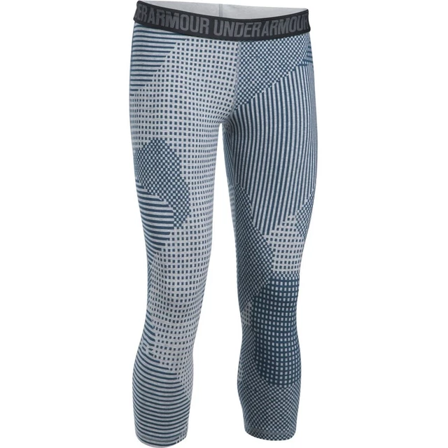 Dámske 3/4 legíny Under Armour Favorite Capri Printed - TRUE GRAY HEATHER / BLACKOUT NAVY / METALLIC SILVER