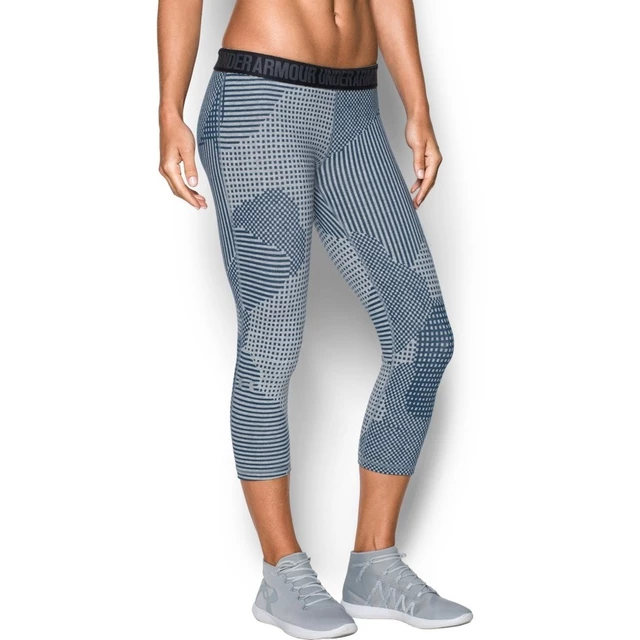 Dámské 3/4 legíny Under Armour Favorite Capri Printed - True Gray Heather/Blackout Navy/Metallic Silver