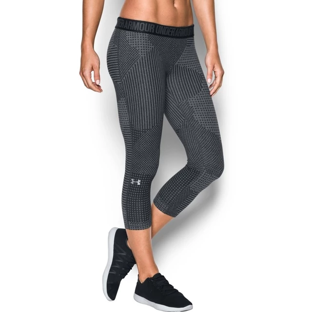 Dámske 3/4 legíny Under Armour Favorite Capri Printed - TRUE GRAY HEATHER / BLACKOUT NAVY / METALLIC SILVER