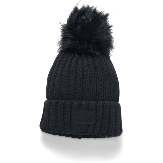 Dámska pletená čiapka Under Armour Snowcrest Pom Beanie - BLACK / BLACK / BLACK