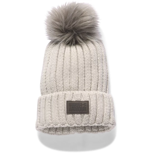 Dámska pletená čiapka Under Armour Snowcrest Pom Beanie - OSFA - Light Cream Heather /  / Cannon