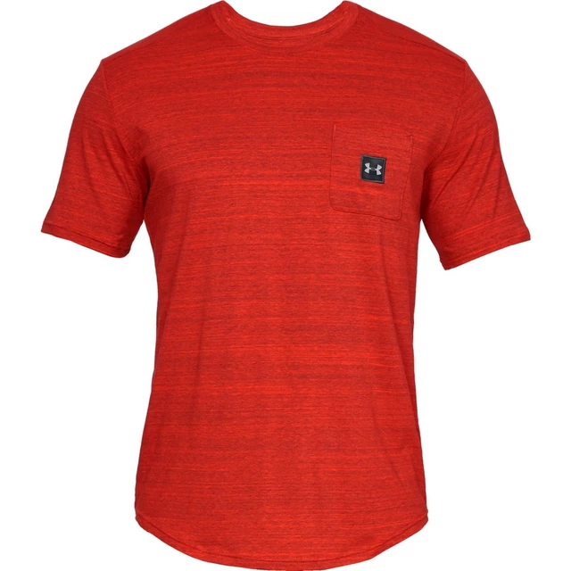 Pánske tričko Under Armour Sportstyle Pocket TEE - White /  / Black - Radio Red/Black