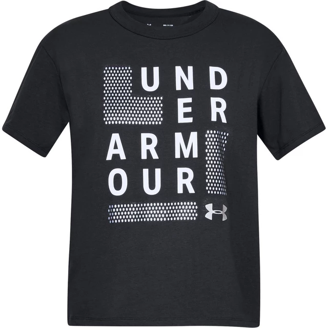 Dámské triko Under Armour Graphic Square Logo Girlfriend Crew - Washed Blue/White/Metallic Silver - Black/White/Metallic Silver