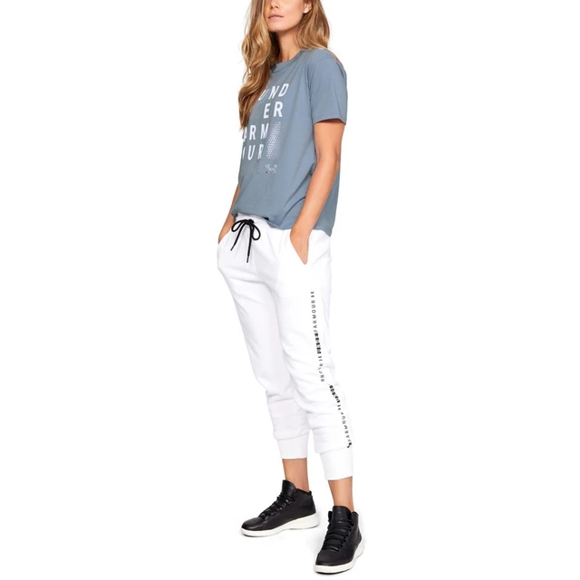 Dámske tričko Under Armour Graphic Square Logo Girlfriend Crew - Washed Blue / White / Metallic Silver