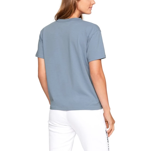 Dámské triko Under Armour Graphic Square Logo Girlfriend Crew - Washed Blue/White/Metallic Silver