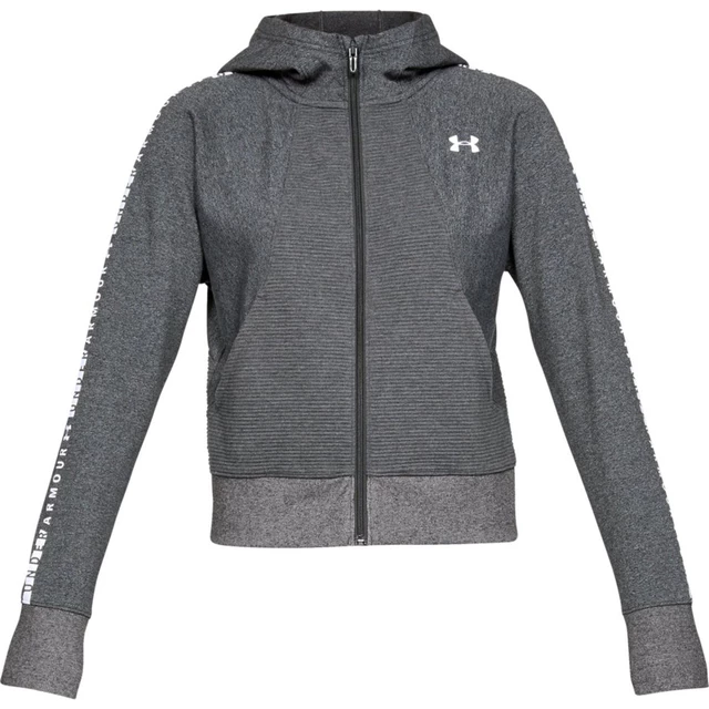 Women’s Hoodie Under Armour TB Ottoman Fleece FZ-WM Graphic - Charcoal Light Heather/White/White - Charcoal Light Heather/White/White