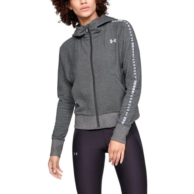 Women’s Hoodie Under Armour TB Ottoman Fleece FZ-WM Graphic - Charcoal Light Heather/White/White