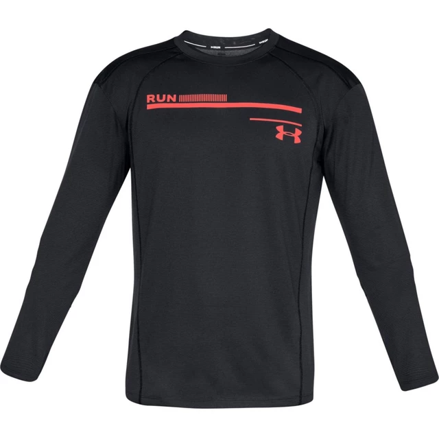 Pánske bežecké tričko Under Armour Simple Run Graphic Longsleeve - M - Black / After Burn / Reflective