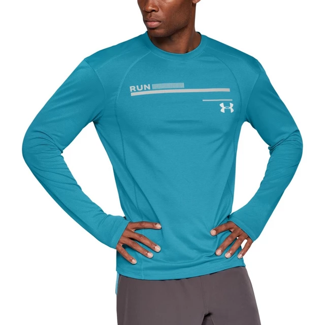 Pánske bežecké tričko Under Armour Simple Run Graphic Longsleeve - Black / After Burn / Reflective