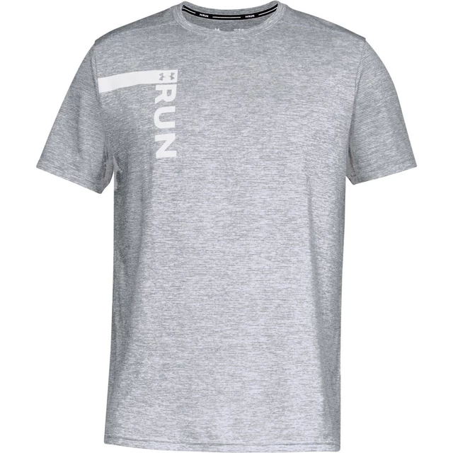 Pánske bežecké tričko Under Armour Run Tall Graphic SS - M - Steel Light Heather / White / Reflective