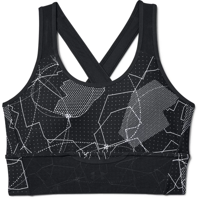 Dámská sportovní podprsenka Under Armour Mid Crossback Clutch Printed Bra - Black/Black/Reflective - Black/Black/Reflective