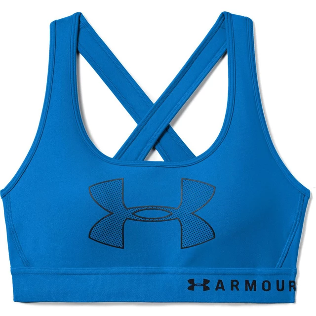 Dámska športová podprsenka Under Armour Crossback Graphic - Washed Blue / Washed Blue / After Burn - Blue Circuit / Blue Circuit / Black