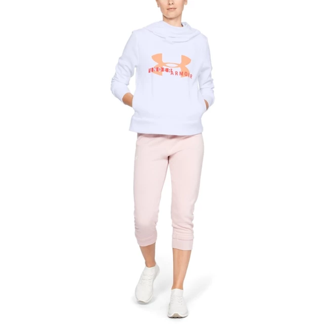 Dámská mikina Under Armour Cotton Fleece Sportstyle Logo Hoodie - White/Peach Horizon/After Burn