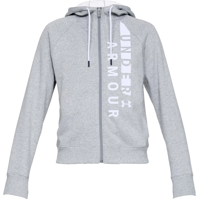 Dámska mikina Under Armour Cotton Fleece WM FZ - BLACK / WHITE / WHITE - Steel Light Heather / White / White