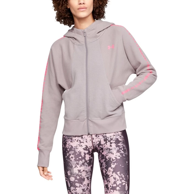 Women’s Hoodie Under Armour TB Ottoman Fleece FZ-WM Graphic - Black/White/White