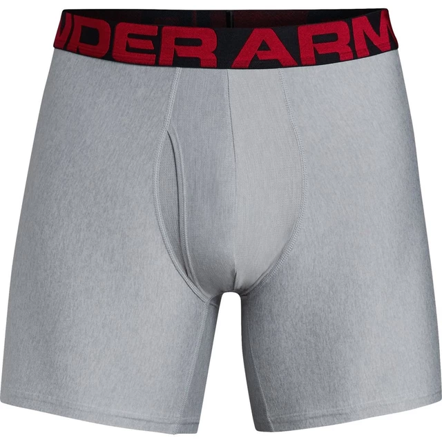 Men’s Boxer Jocks Under Armour Tech 6in – 2-Pack - Red - Mod Gray Light Heather