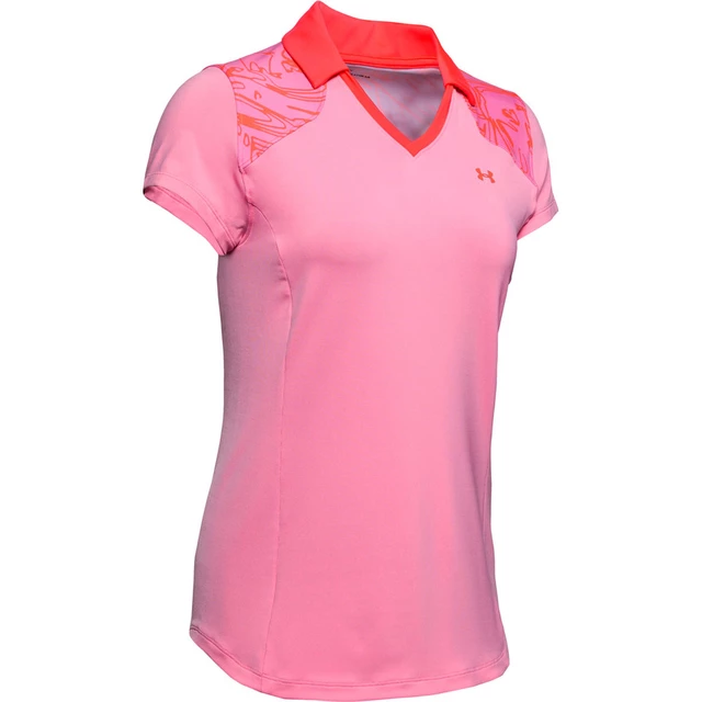 Dámske tričko Under Armour Zinger Blocked Polo - White-Pink - Lipstick