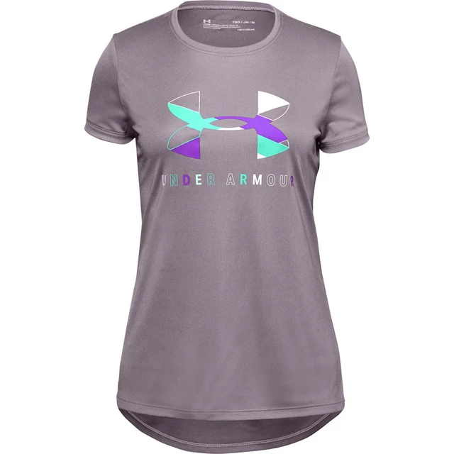 Girls’ T-Shirt Under Armour Tech Graphic Big Logo SS - Eclectic Pink - Slate Purple