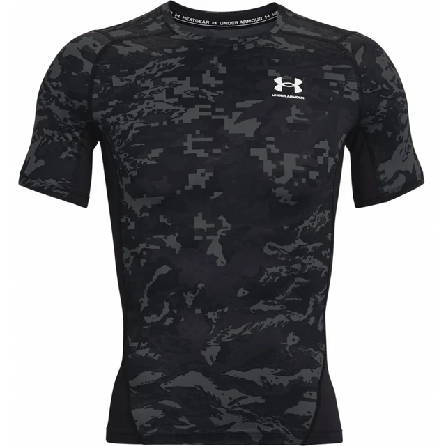 Men’s Compression T-Shirt Under Armour HG Armour Camo Comp SS - White - Black
