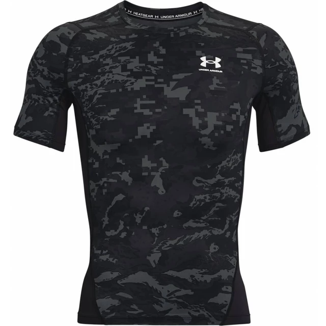 Pánske kompresné tričko Under Armour HG Armour Camo Comp SS - Black