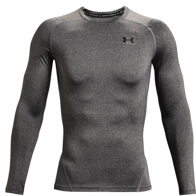 Men’s Compression T-Shirt Under Armour HG Armour Comp LS - Red - Carbon Heather