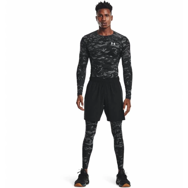 Men’s Compression T-Shirt Under Armour HG Armour Camo Comp LS - Black