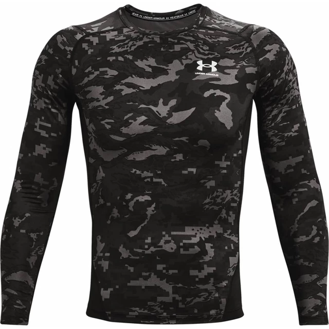 Men’s Compression T-Shirt Under Armour HG Armour Camo Comp LS - Black - Black