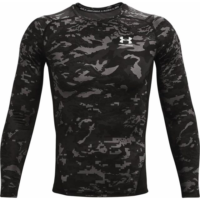 Pánske kompresné tričko Under Armour HG Armour Camo Comp LS - Black - Black