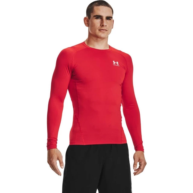 Men’s Compression T-Shirt Under Armour HG Armour Comp LS - Black - Red
