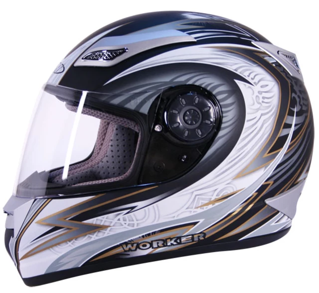 Moto helma WORKER V107 - stříbrný grafit
