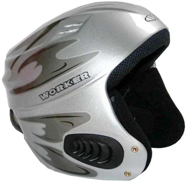 Vento Gloss Graphics Ski Helmet  WORKER - CAO-1 Red - Silver Graphics.