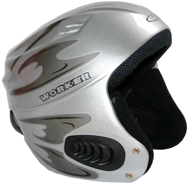 Vento Gloss Graphics Ski Helmet  WORKER - Titanium Grey - Silver Graphics.