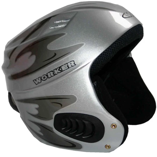 Vento Gloss Graphics Ski Helmet  WORKER - Red - Titanium Grey