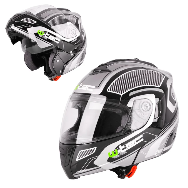 Flip-Up Motorcycle Helmet W-TEC NK-839 - S-Cape Black Grey - S-Cape Black Grey