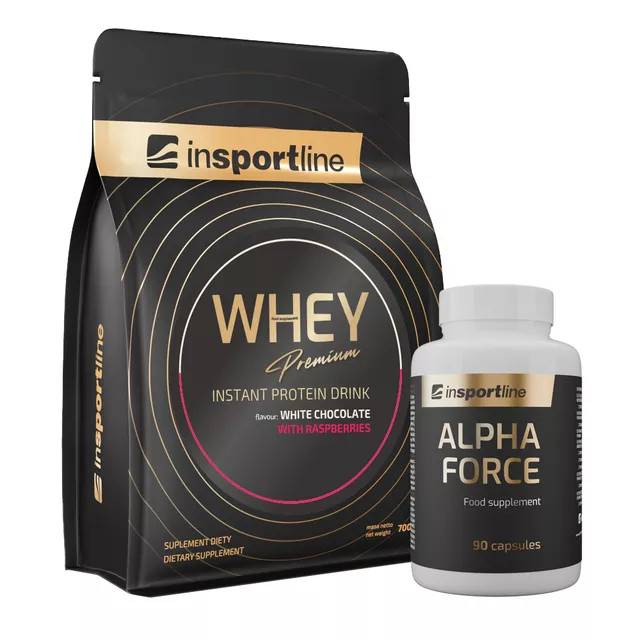 SADA: Protein inSPORTline WHEY Premium 700g + Stimulant inSPORTline AlphaForce, 90 kapslí