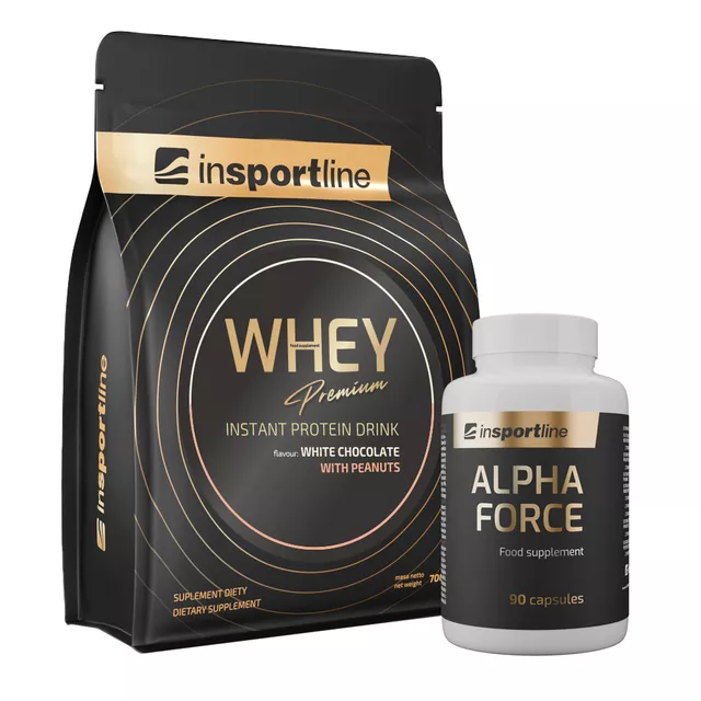 SADA: Protein inSPORTline WHEY Premium 700g + Stimulant inSPORTline AlphaForce, 90 kapslí