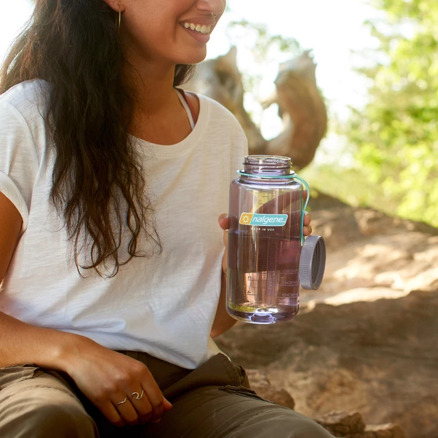 Outdoor Water Bottle NALGENE Wide Mouth Sustain 1 L - Gray w/Blue Cap