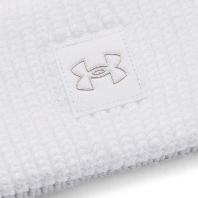 Dámský pletený kulich Under Armour Halftime Ribbed Pom - White