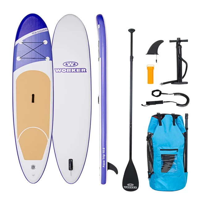 Paddleboard mit WORKER WaveTrip 10'6 "G2-Zubehör - Moonstone Blue - Wisteria Blue